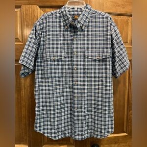 Route 66 Men's Blue Plaid Short Sleeve Cotton Button Down Shirt Size Large